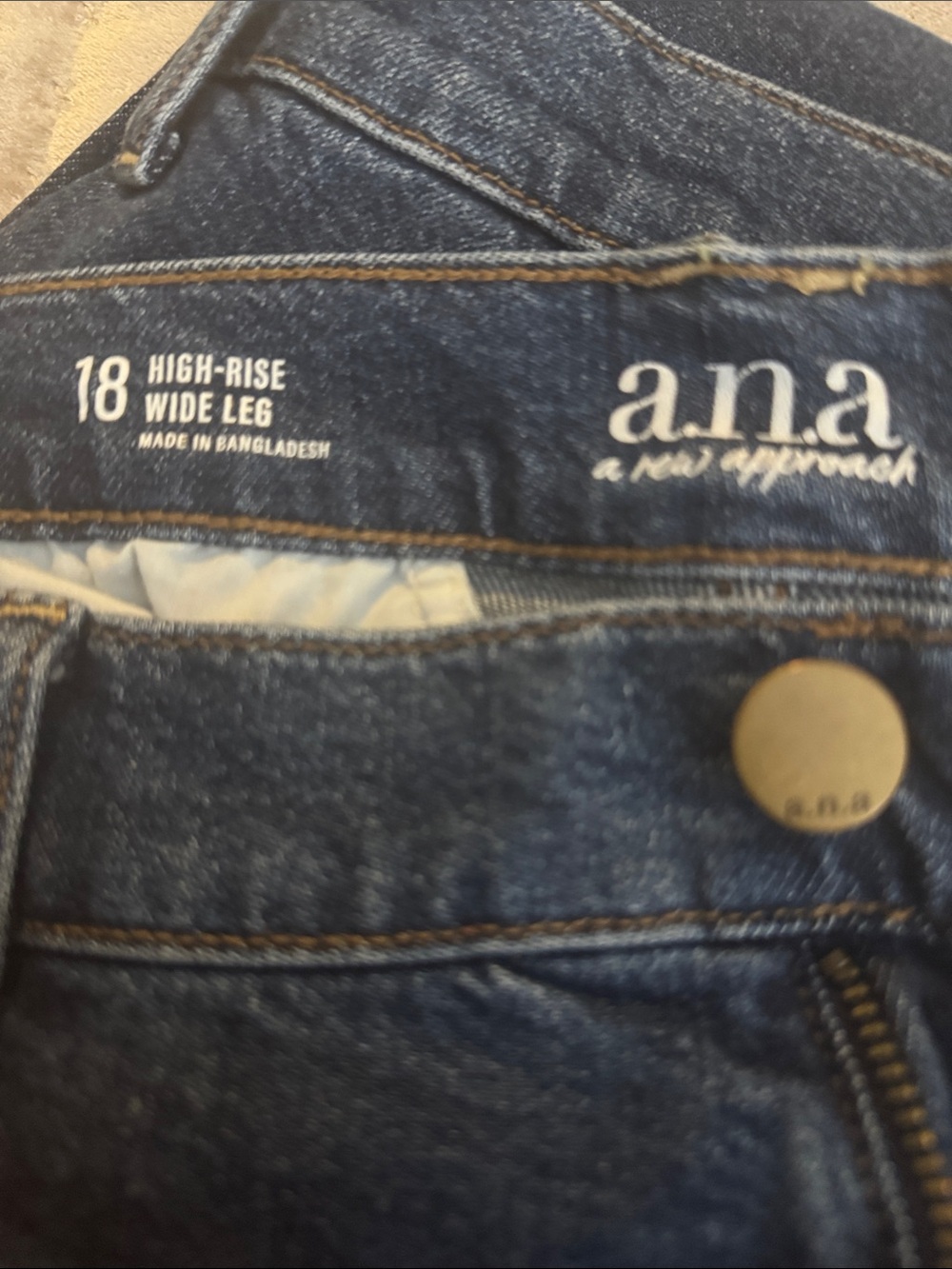 A.N.A. Dark Blue High-Rise Wide Leg Jeans -18 - Picture 2 of 4